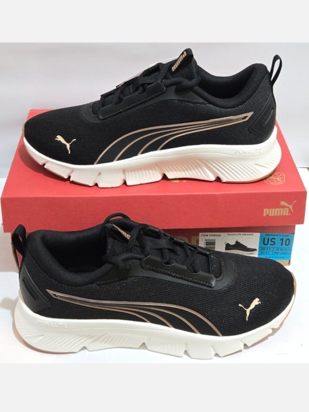 Puma Focus Lite Women's Black Rose‎ Gold Lightweight Running Shoes
